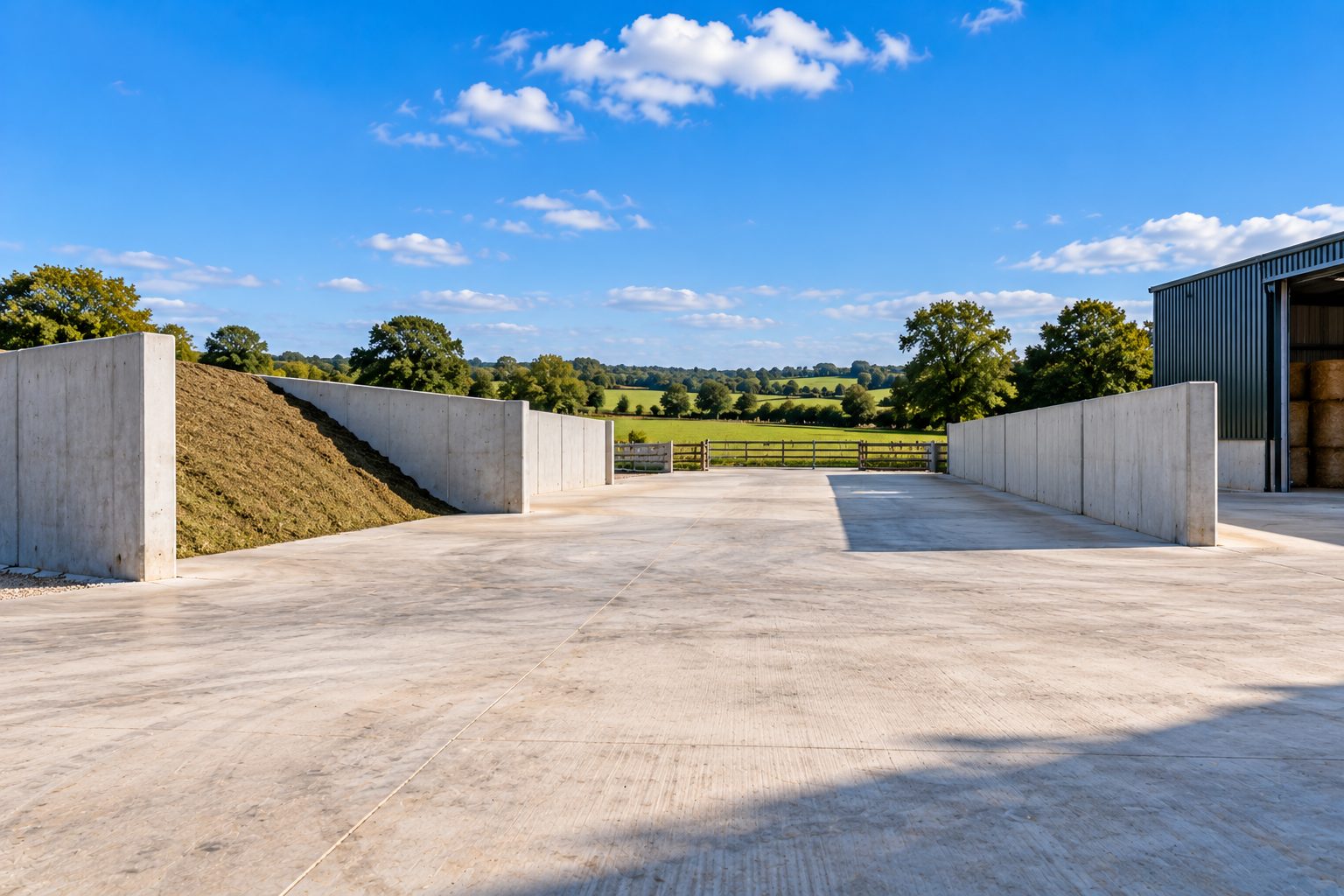 Concrete yard with clamp walls