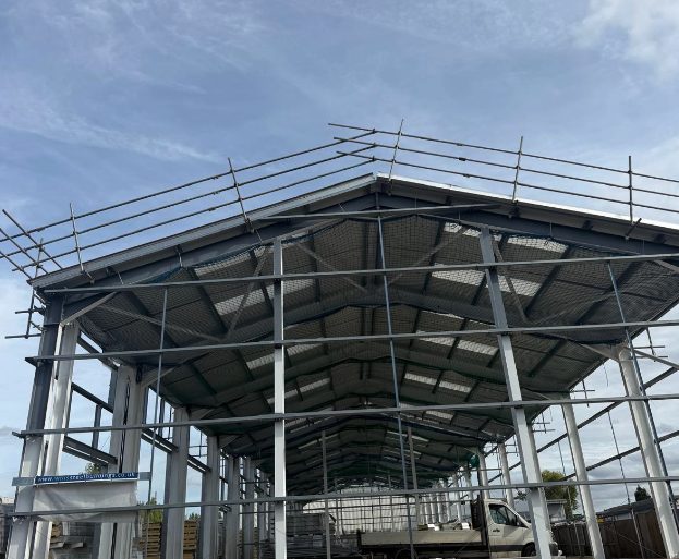 Steel portal frame erection